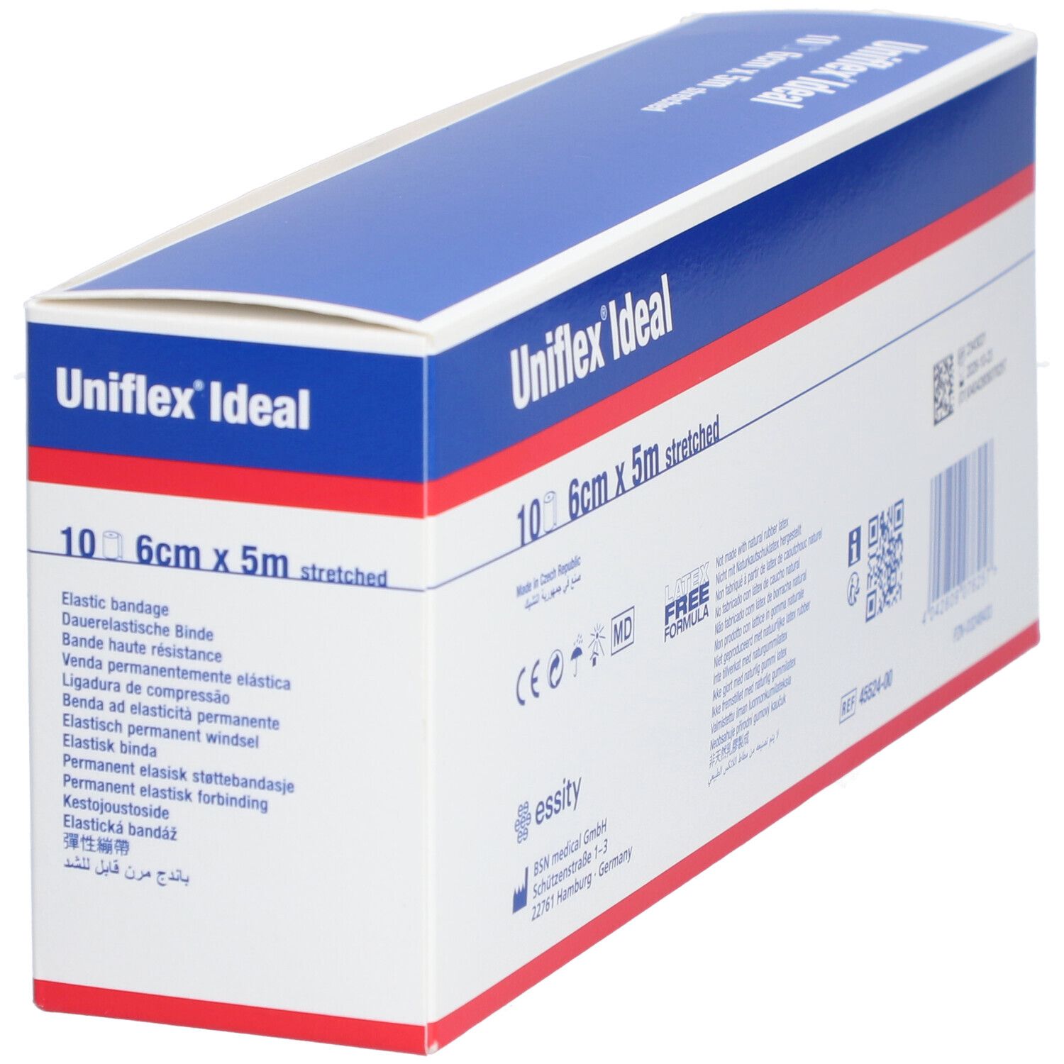 Boîte Uniflex® Ideal. Emballage bleu et blanc avec nom du produit et taille : 10, 6cm x 5m étiré.