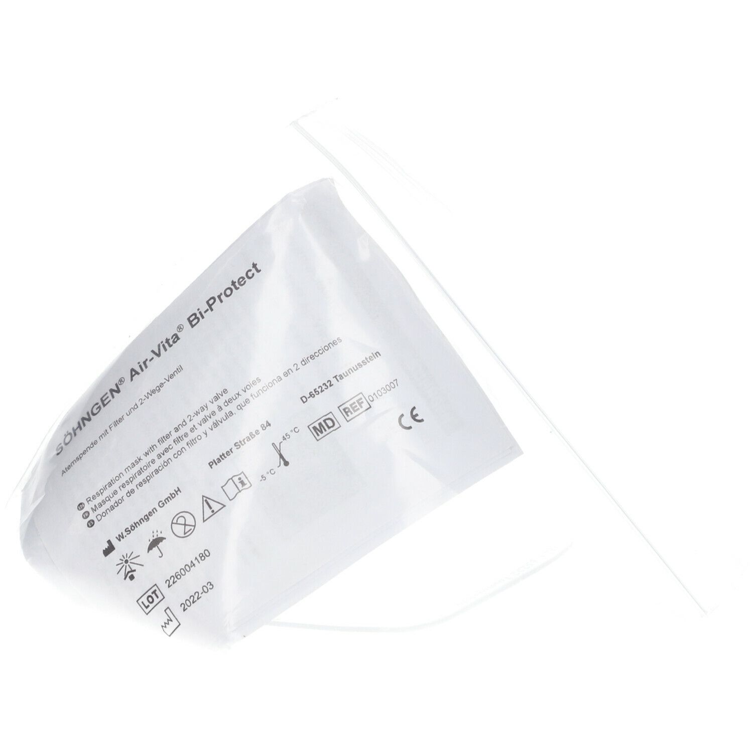 Air-Vita® Bi-Protect dans un emballage transparent. Produit et emballage visibles.