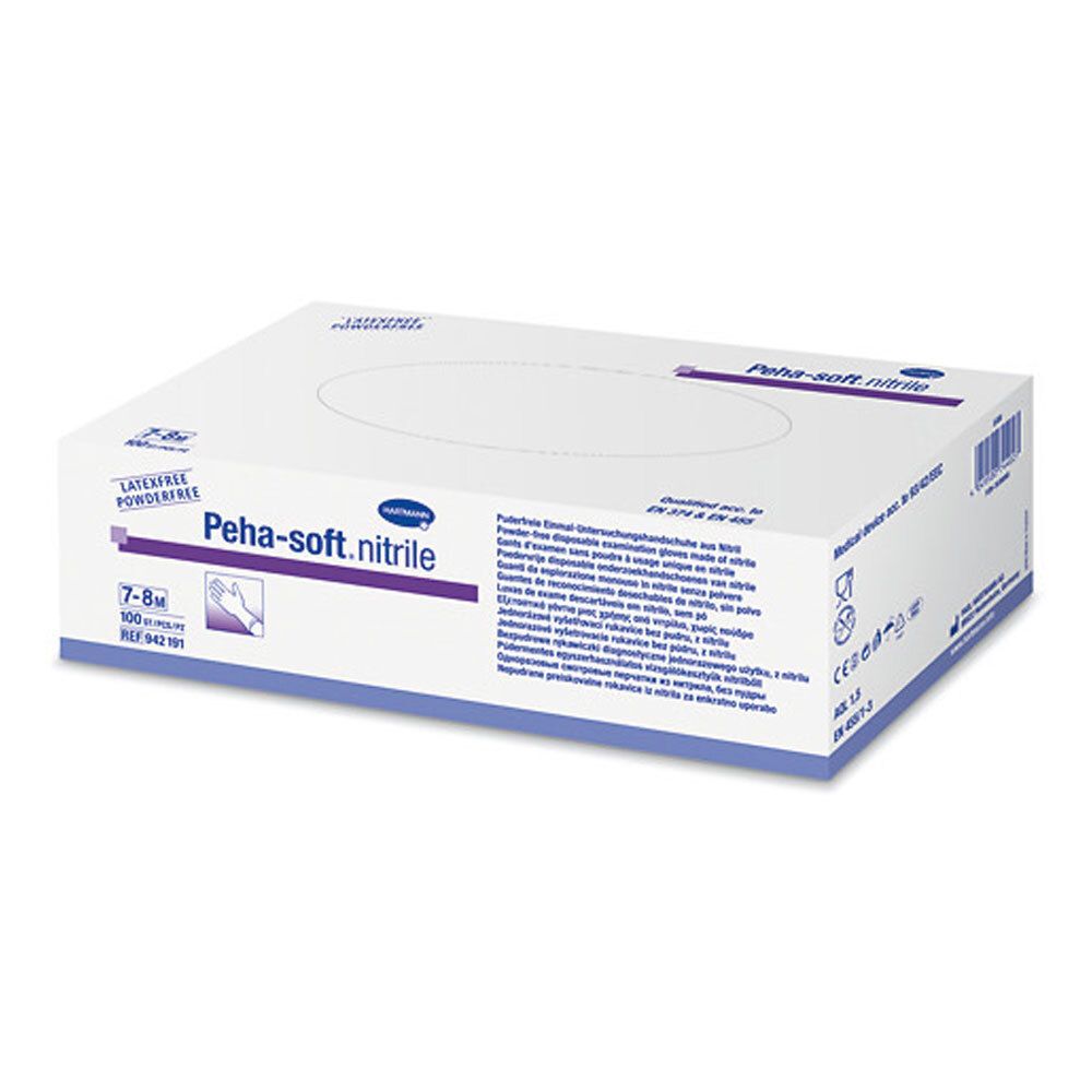 Peha-soft® Gants d'examen nitrile non poudrés et non stériles taille M 7 - 8