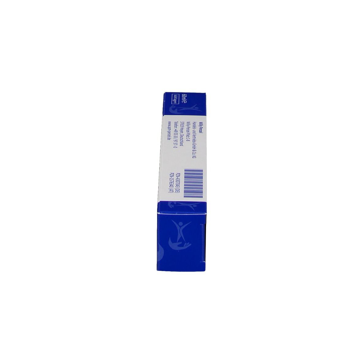 Emballage du produit bleu. Code-barres et informations du fabricant. Inscription APM-Creme.