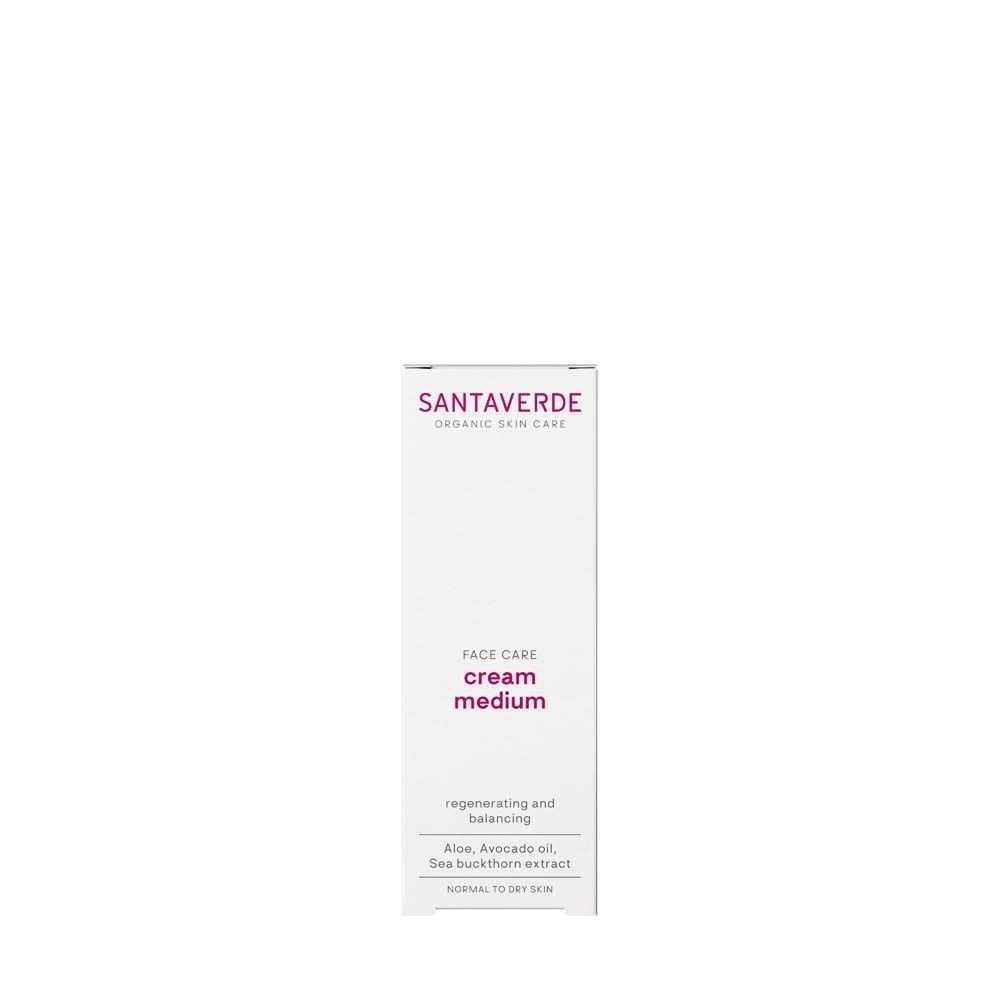 Emballage blanc avec logo SANTAVERDE et inscription "cream medium".