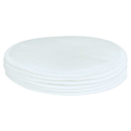 Ronds blancs empilés. Coussinets d'allaitement. Coton. Plusieurs couches visibles.