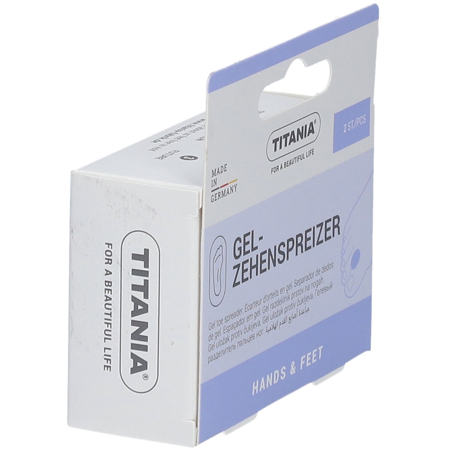 Emballage pour écarteurs d'orteils en gel Titania, 2 pièces.