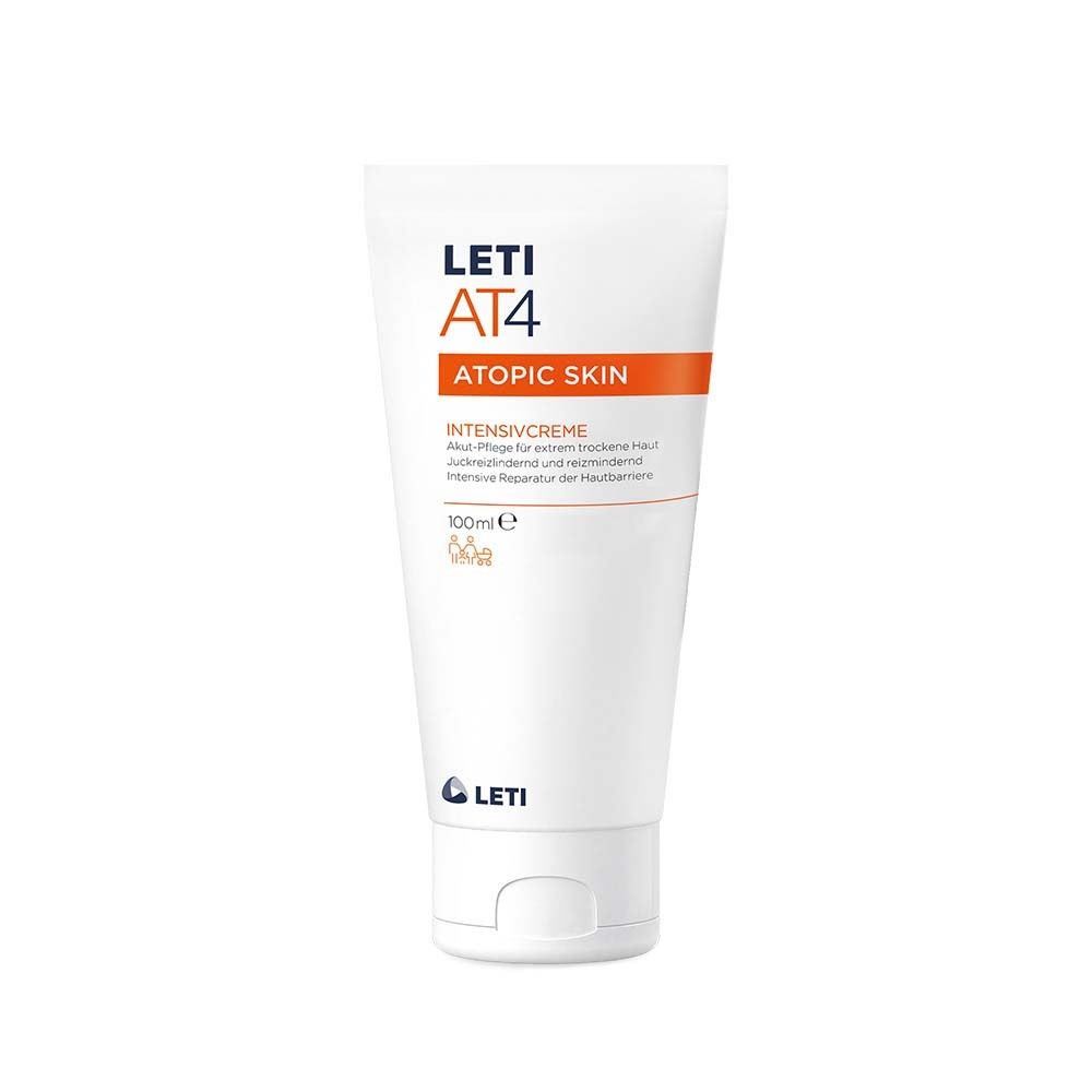 Tube blanche LETI AT4 Intensivcreme. Détails orange. 100ml.