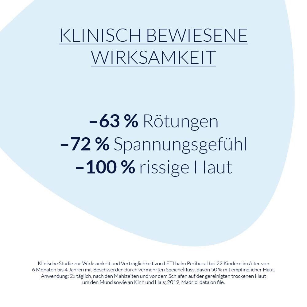Texte sur fond bleu : Efficacité cliniquement prouvée. -63% rougeurs, -72% tiraillements, -100% peau gercée. Texte en dessous.