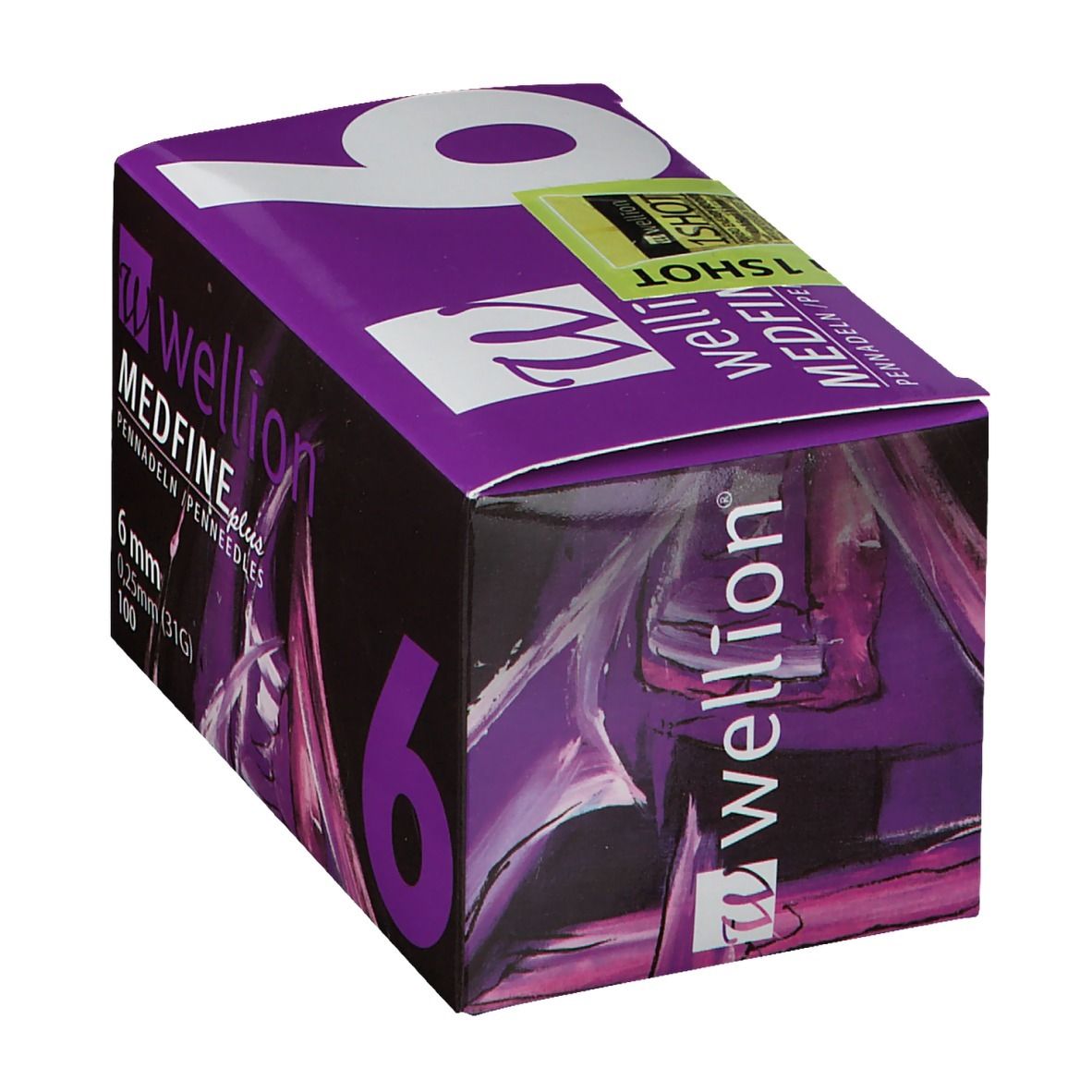 Boîte de 100 aiguilles Wellion Medfine, 6 mm, 0,25 mm (31G).