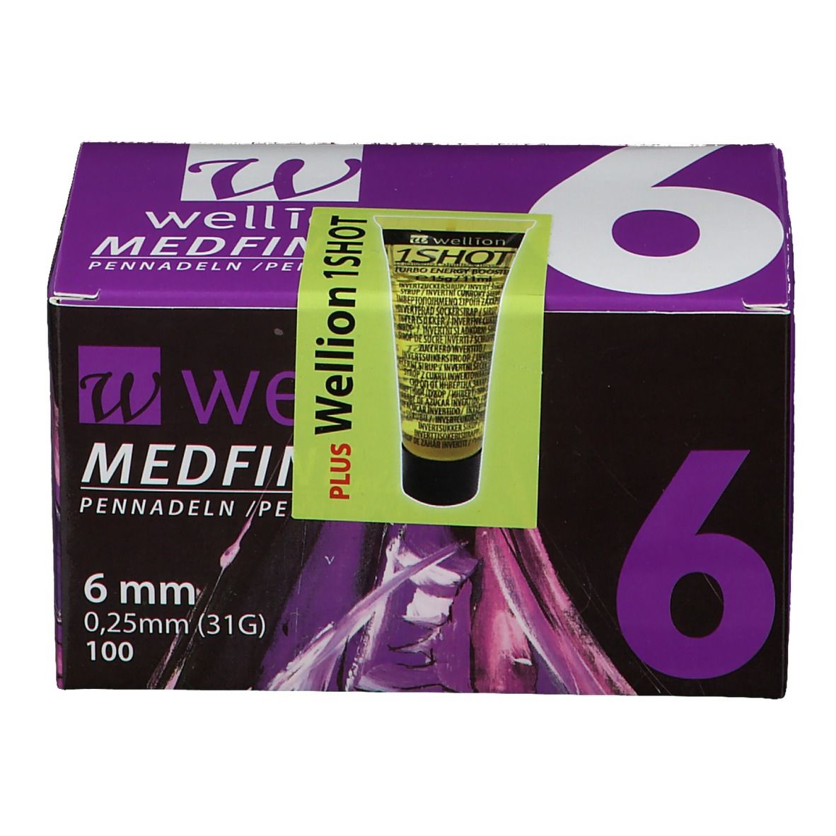 Boîte de 100 aiguilles Wellion Medfine, 6 mm, 0,25 mm (31G).