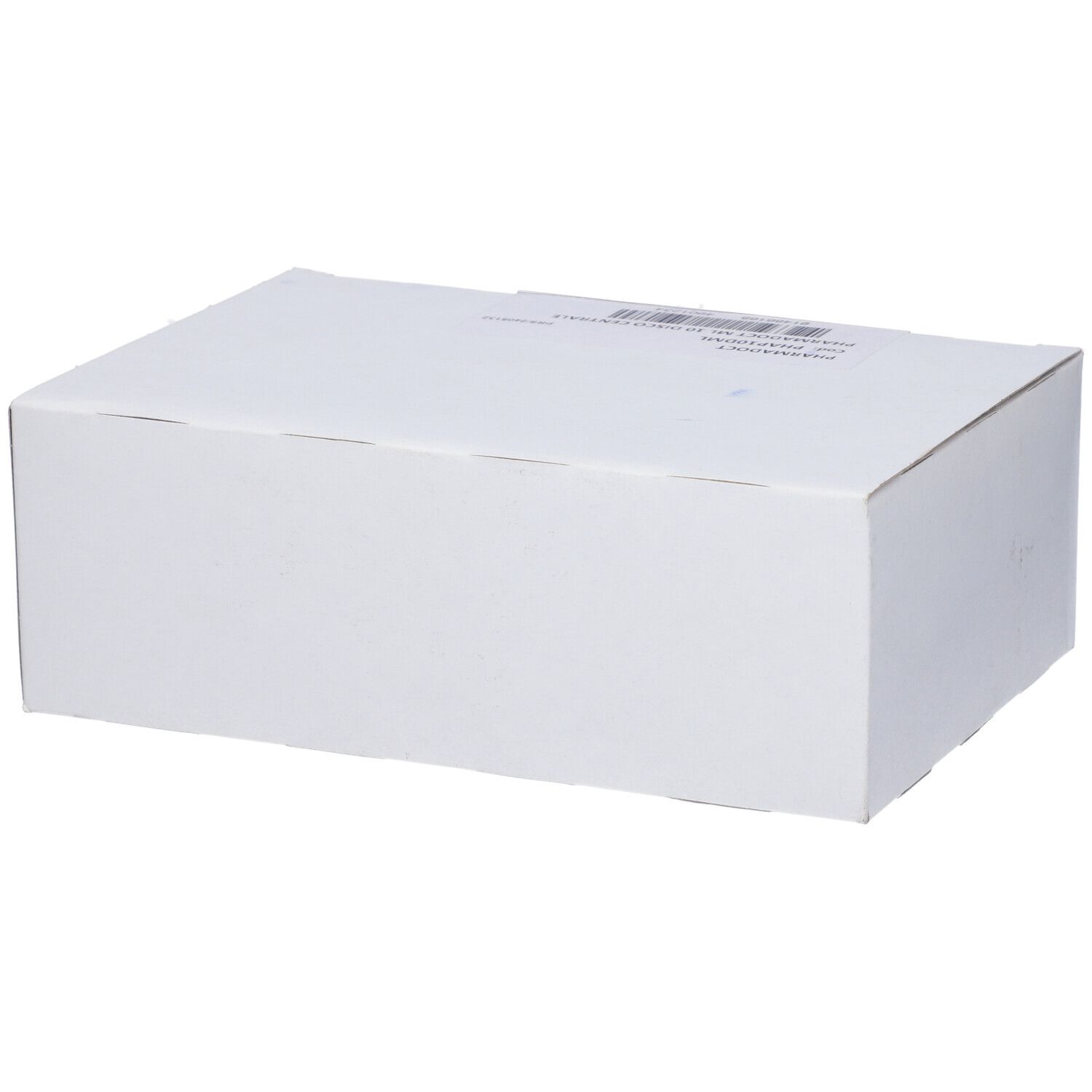 Vue latérale d'un emballage produit blanc pour pansements pour cors Pharmadoct.
