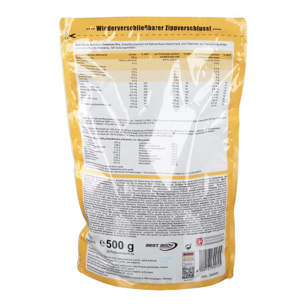 Best Body Nutrition, Protéine Premium Pro poudre de crème-noix