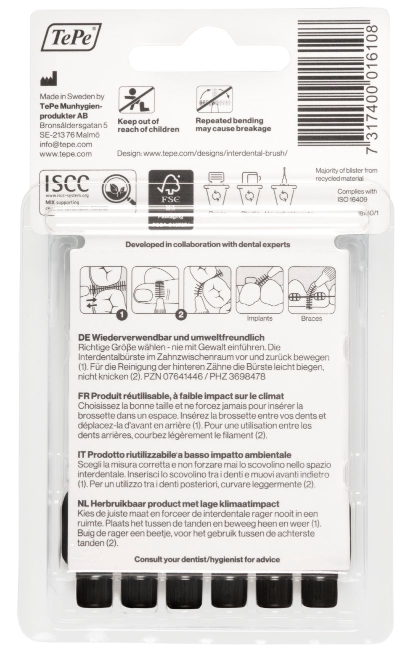 Dos de l'emballage avec informations produit, certification FSC et symboles de recyclage. Texte en allemand, français et italien.