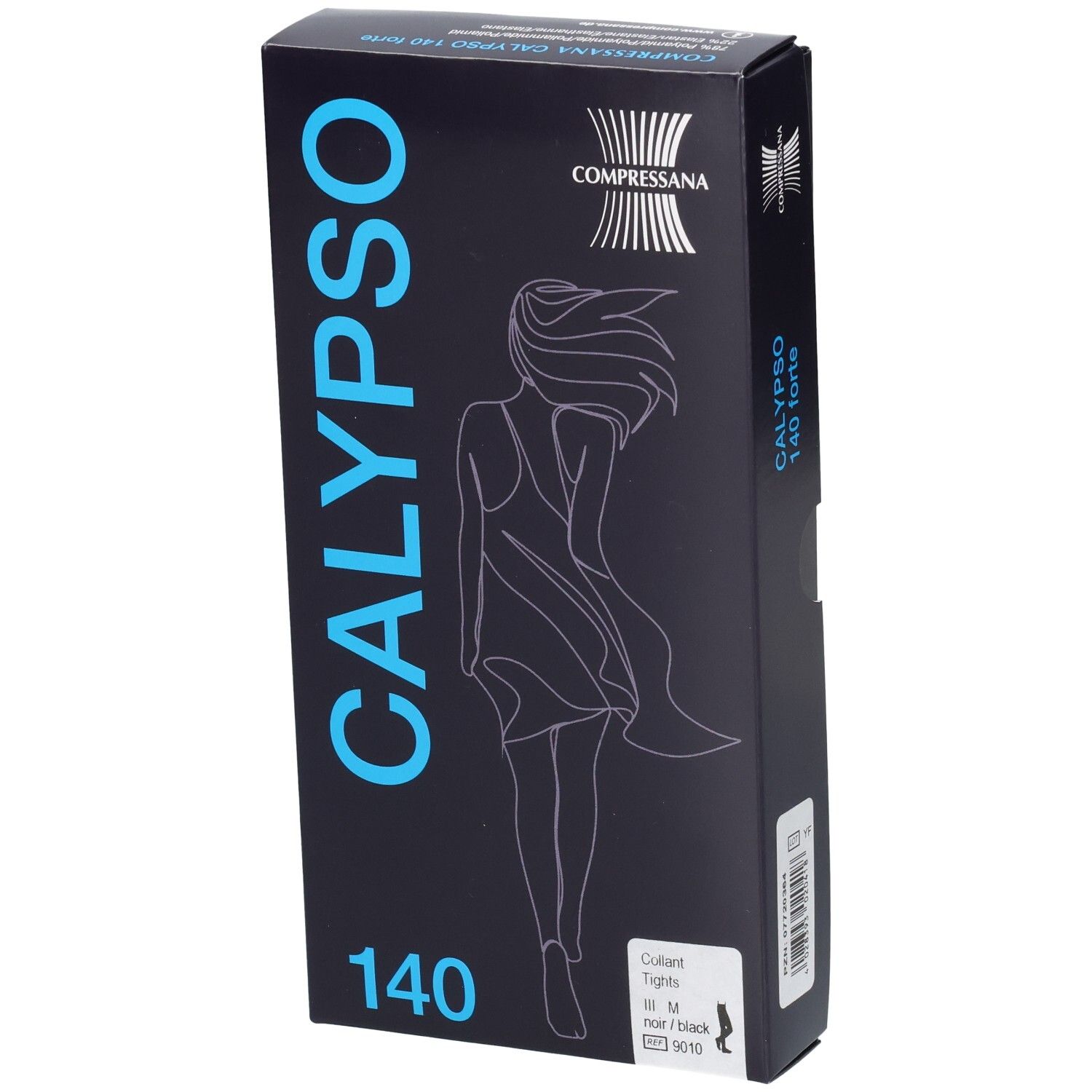 Emballage COMPRESSANA Calypso bas de contention, 140 den, noir.