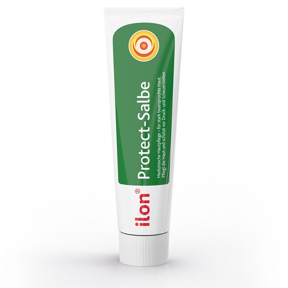 Tube ilon Protect-Salbe. Design vert et blanc. Soin médical pour peau stressée.