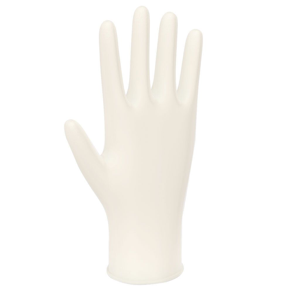 Gant en nitrile blanc en forme de main. Doigts écartés.