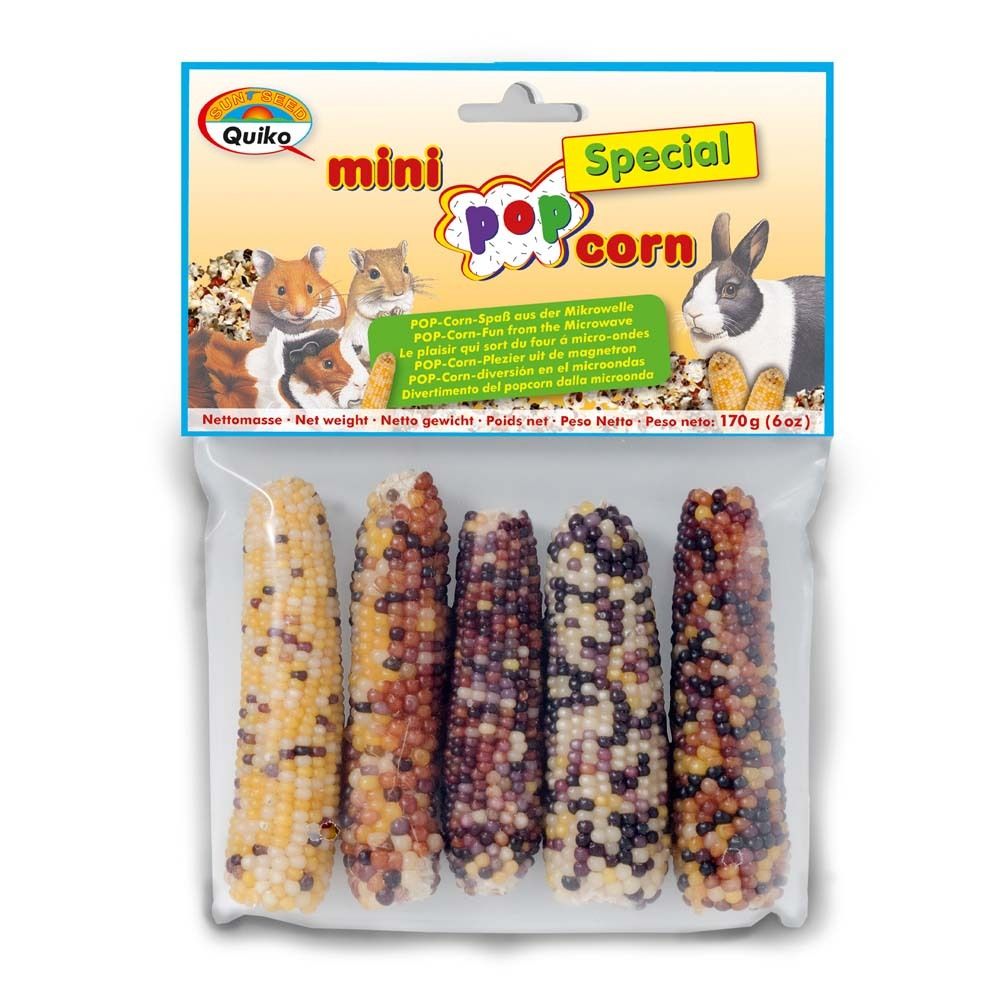 Paquet de mini épis de maïs pour rongeurs. Contient 5 épis. Marque : Quiko.