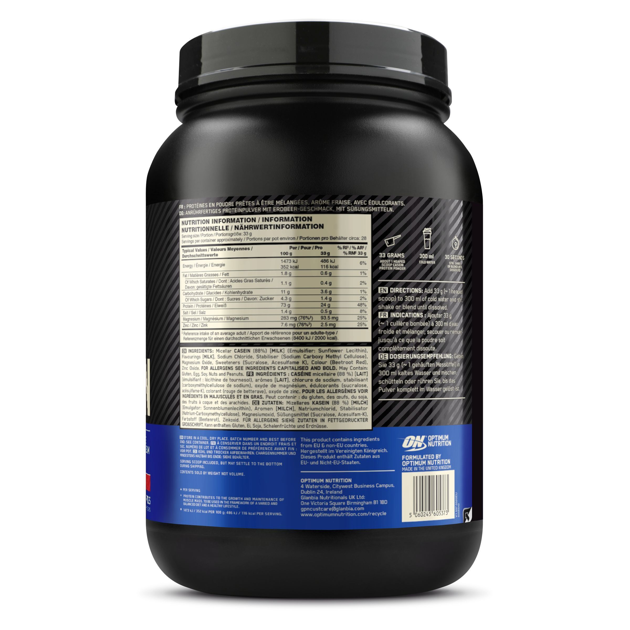 Optimum Nutrition 100 % Casein, Fraise