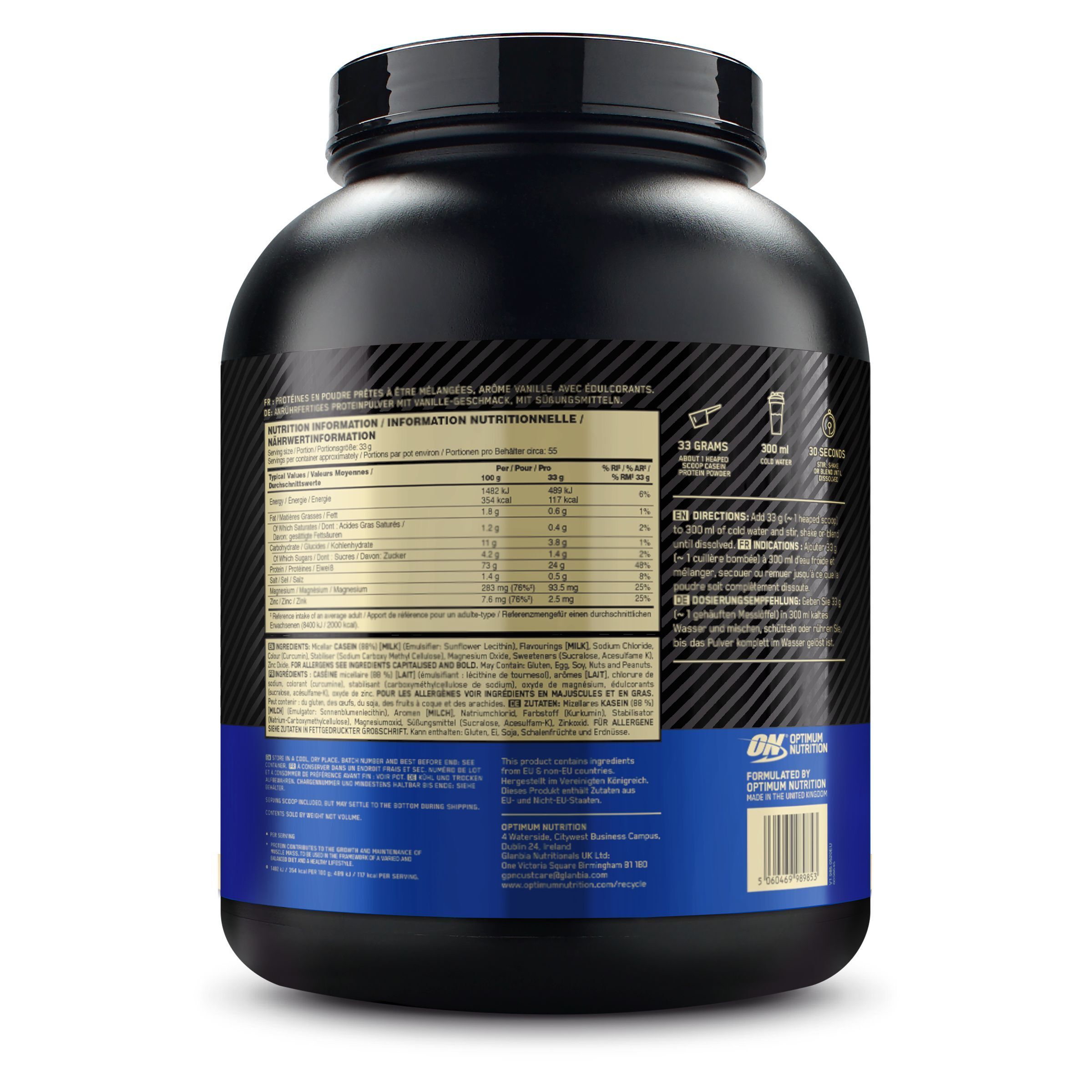 Optimum Nutrition 100 % Casein, Vanille écrémé