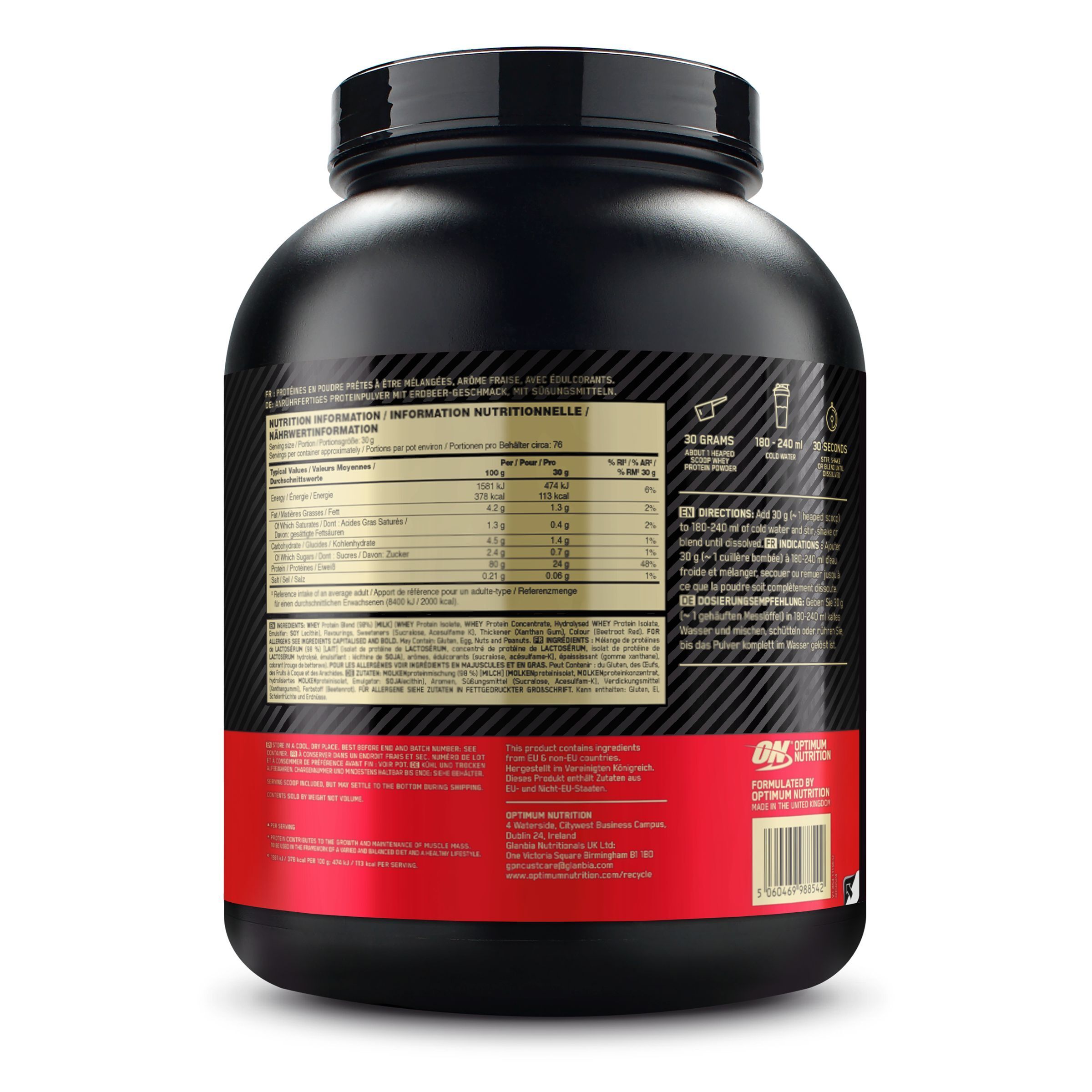 Optimum Nutrition 100 % Whey Gold Standard, Delicious Fraise, Poudre