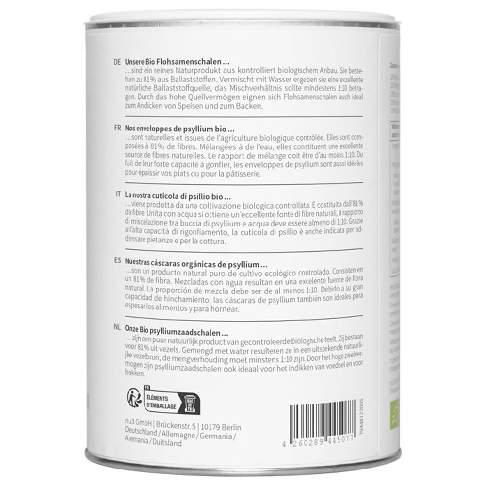 nu3 Enveloppes de psyllium Bio
