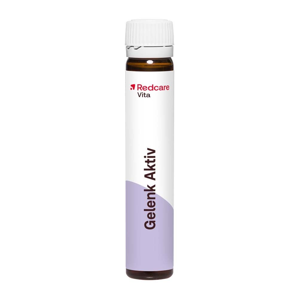 Une ampoule à boire Redcare Vita Gelenk Aktiv. Contient du collagène et de la vitamine C.