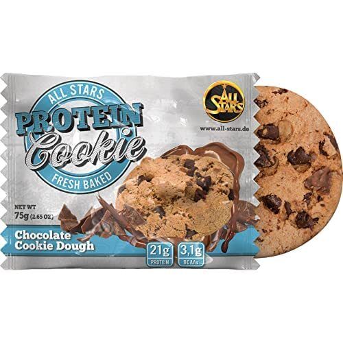 All Stars® PROTEIN Cookie individuel en sachet. Cookie avec pépites de chocolat et sauce au chocolat.
