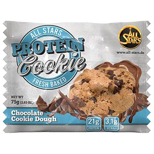 All Stars® PROTEIN Cookie en sachet. Cookie avec pépites de chocolat et sauce au chocolat.