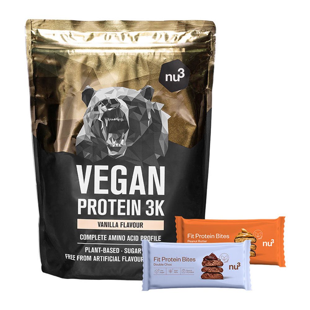 nu3 Vegan Protein 3K Shake, Vanille + nu3 Fit Protein Bites Peanut Butter +  nu3 Fit Protein Bites Double-Choc 1 pc(s) - Redcare Pharmacie