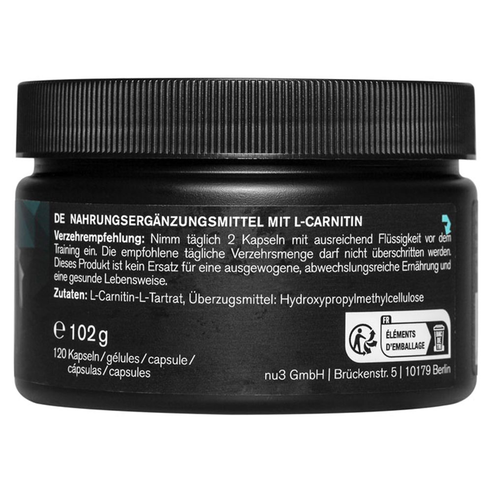 Pot noir avec texte. Dos avec informations sur les ingrédients et recommandations.