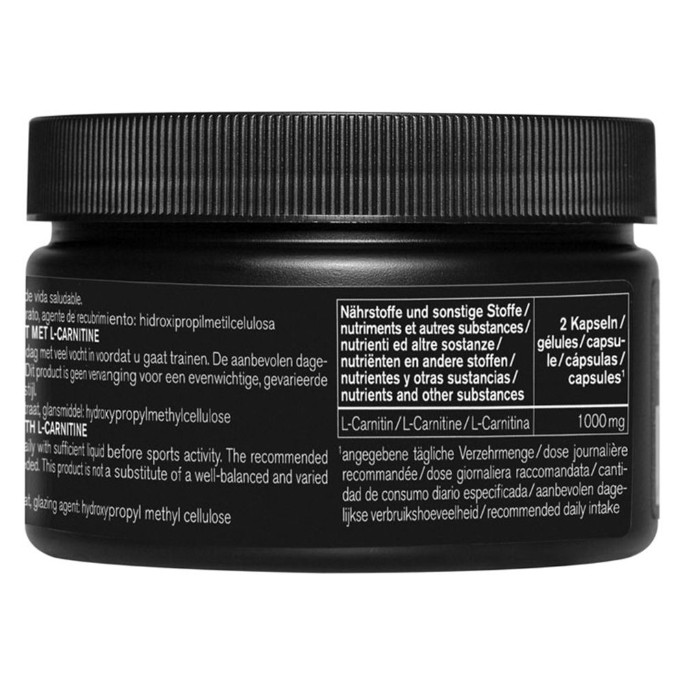 Pot noir avec texte. Dos avec informations sur les ingrédients et le dosage.