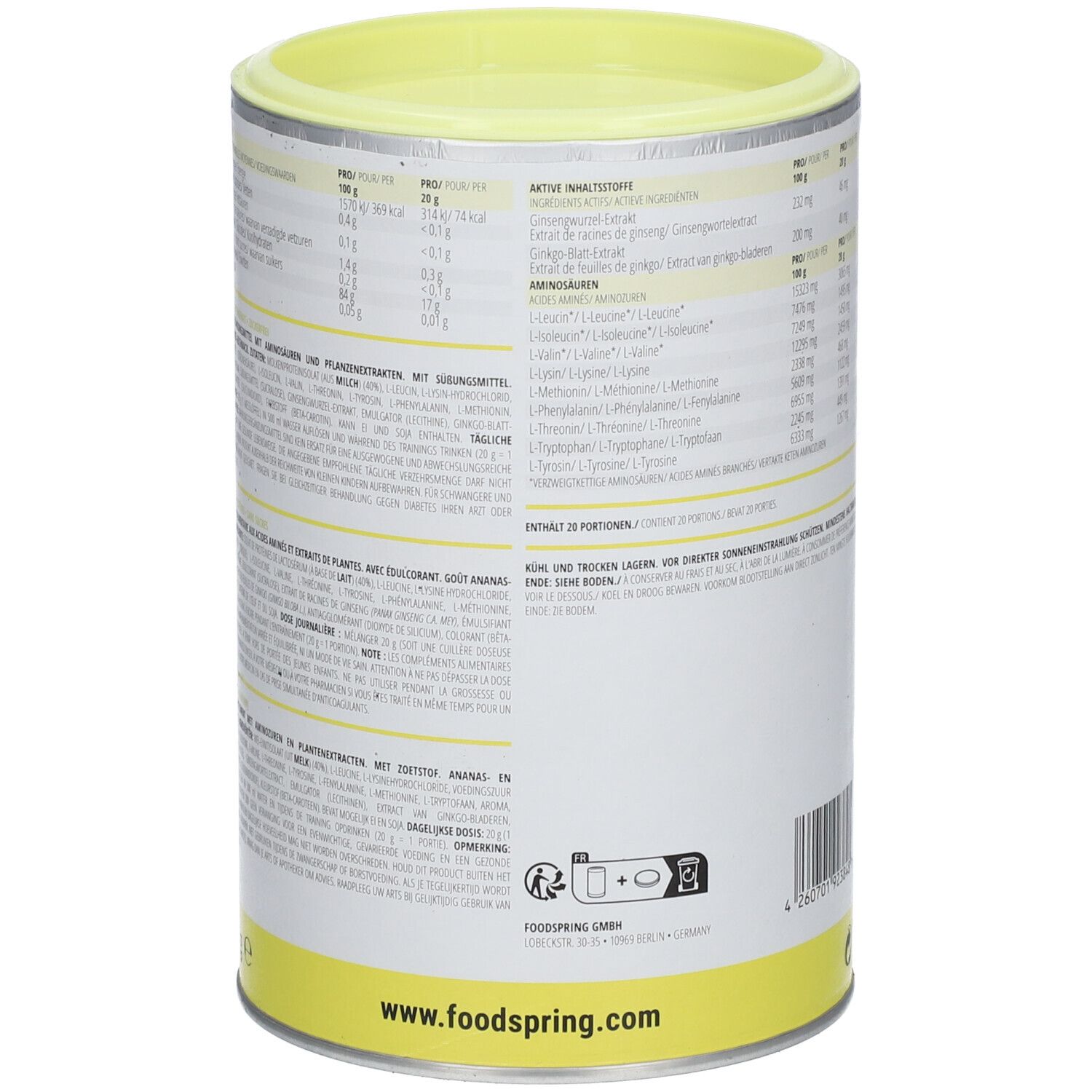 foodspring® Workout Aminos Ananas Menthe