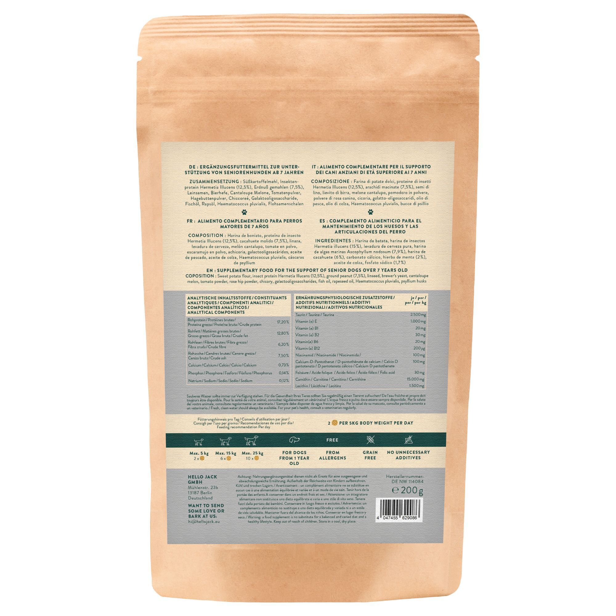 HELLO JACK Senior Complément alimentaire pour chien