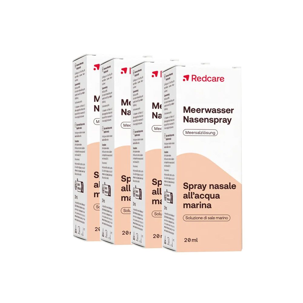 Plusieurs boîtes de Redcare Meerwasser Nasenspray. Inscription : Meerwasser Nasenspray.