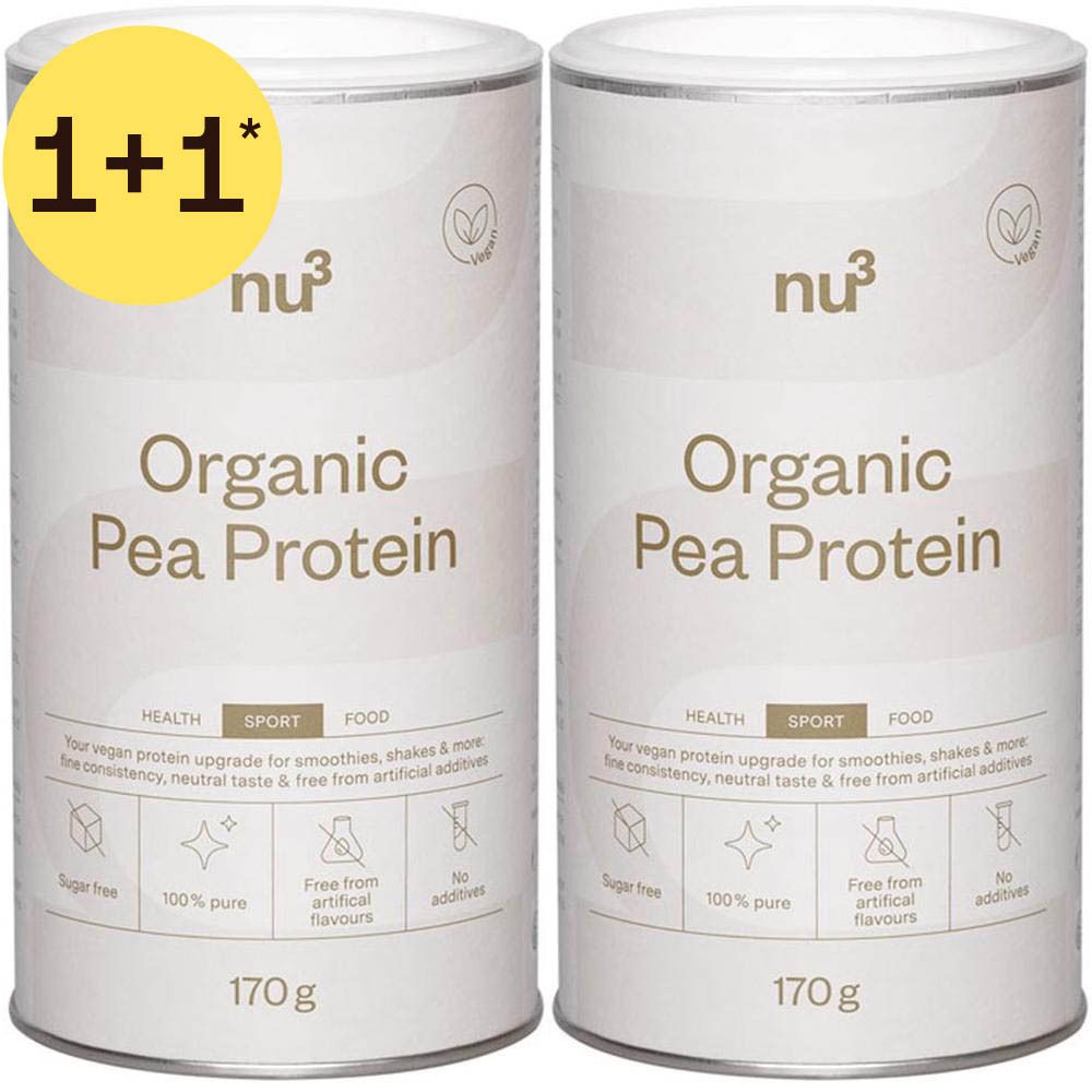 Deux boîtes de nu³ Protéine de Pois Bio, 170g chacune.