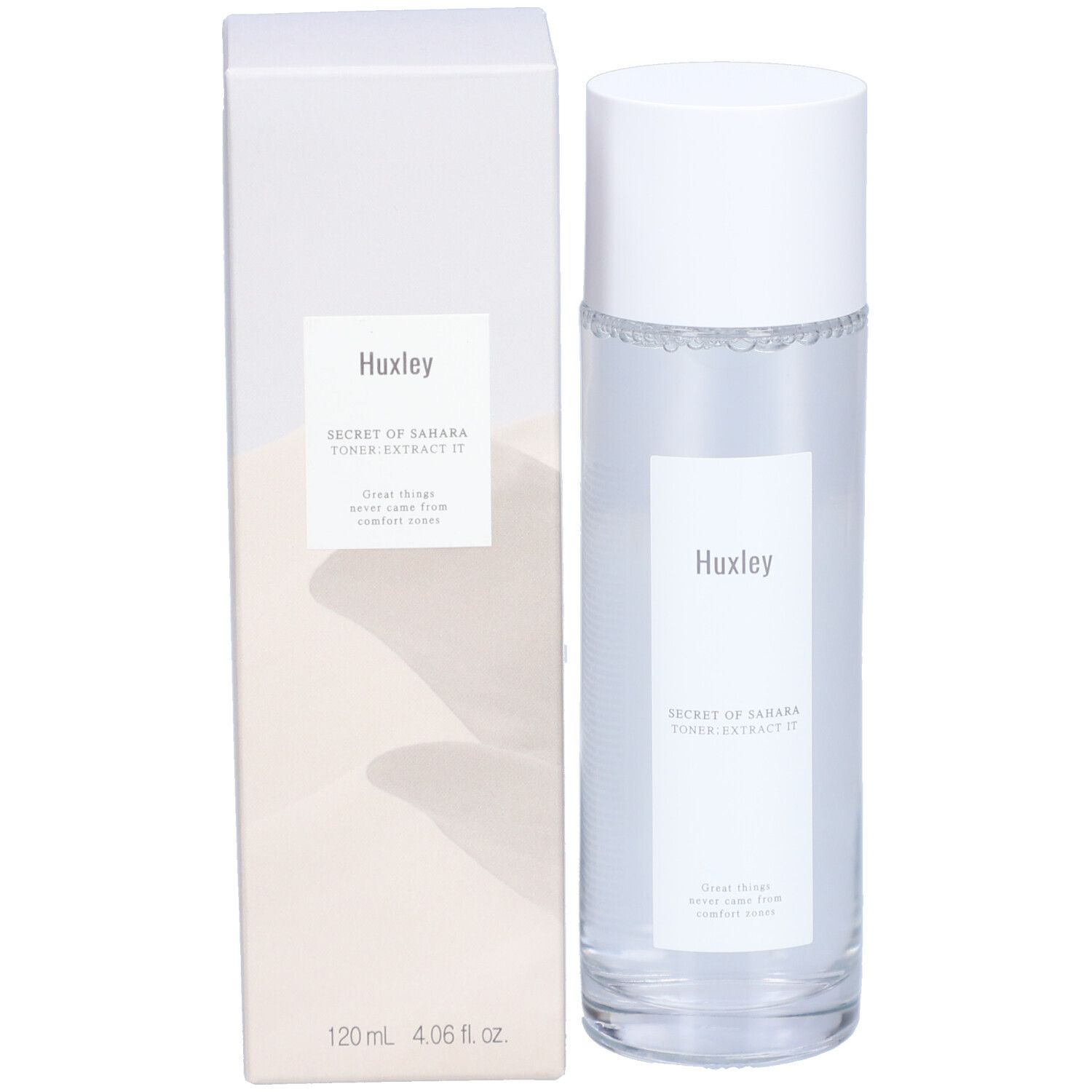 Flacon et emballage. Flacon blanc, étiquette. Emballage avec nom du produit et design.