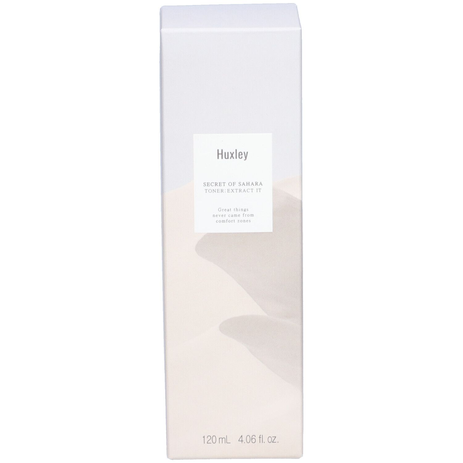 Emballage rectangulaire. Blanc avec nom du produit et design. Volume en bas.