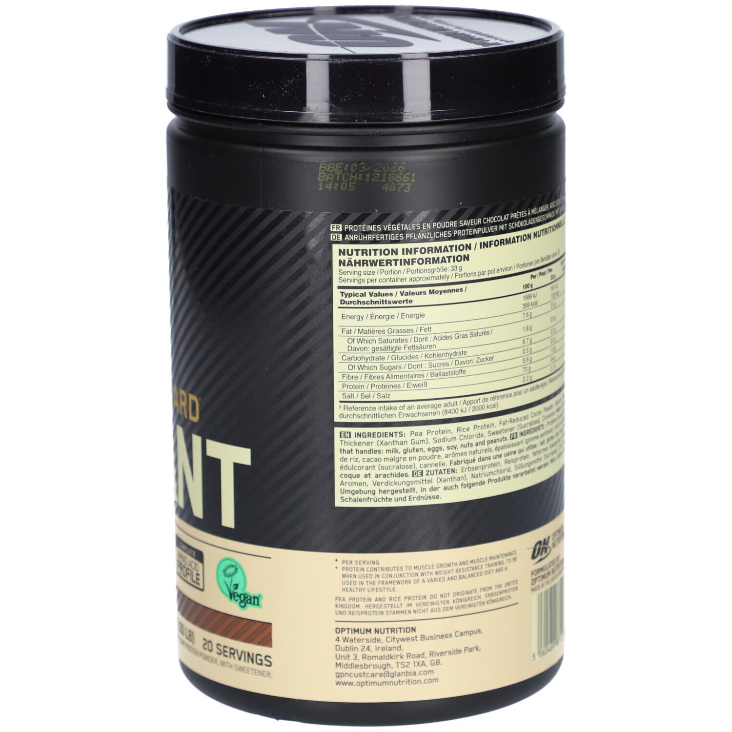 OPTIMUM NUTRITION - Gold Standard 100% Plant Double Rich Chocolate