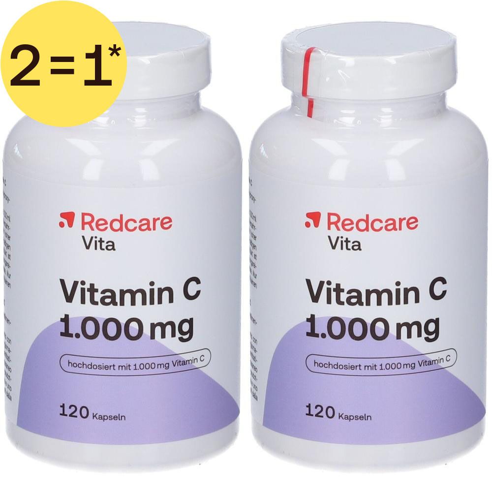 Deux flacons Redcare Vita Vitamine C 1.000 mg, offre 2=1.