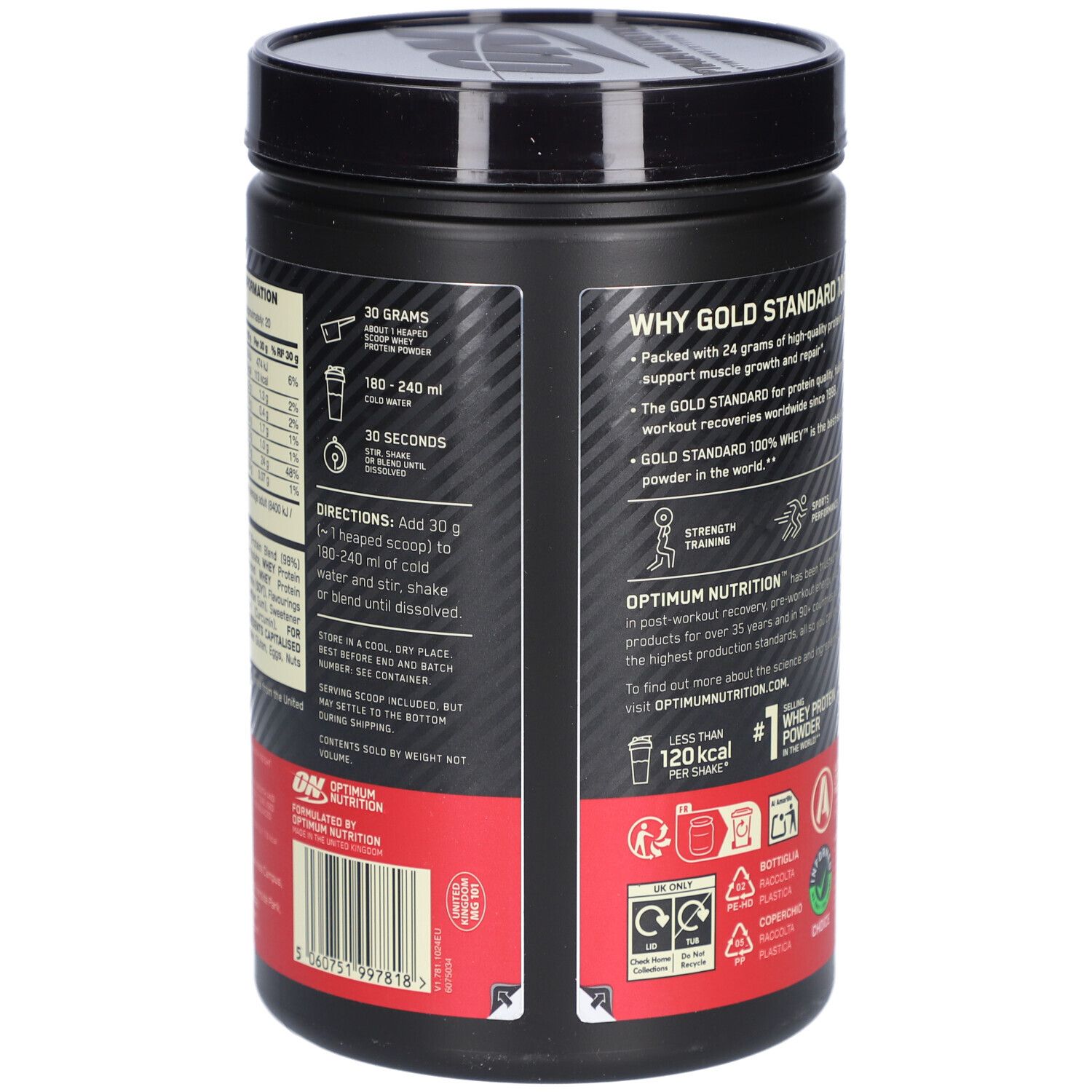 Dos du pot noir. Texte : Instructions de préparation, informations nutritionnelles, informations sur les ingrédients.