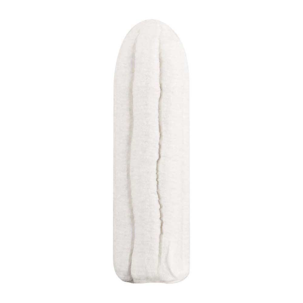 Tampon blanc. Forme cylindrique avec surface cannelée.