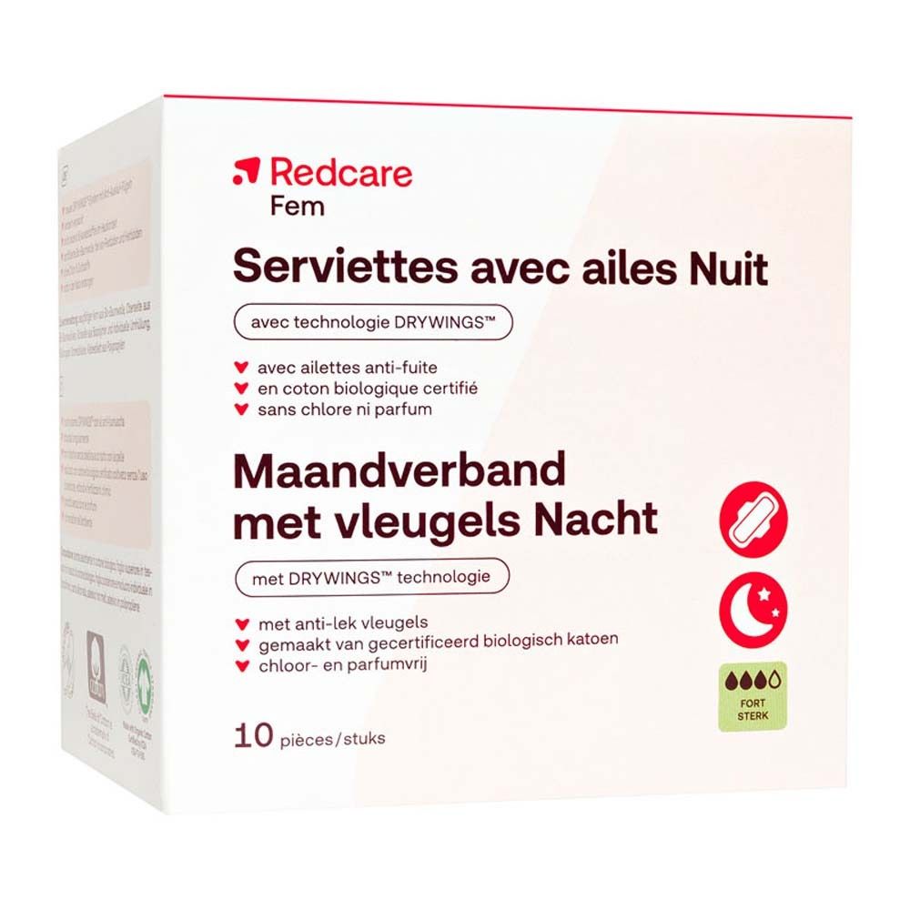 Redcare Fem serviettes hygiéniques avec ailes nuit