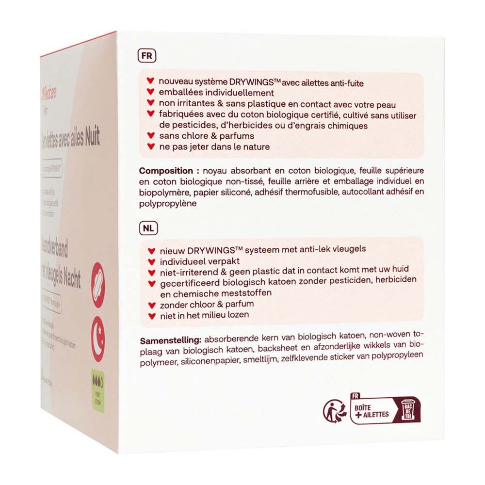 Redcare Fem serviettes hygiéniques avec ailes nuit