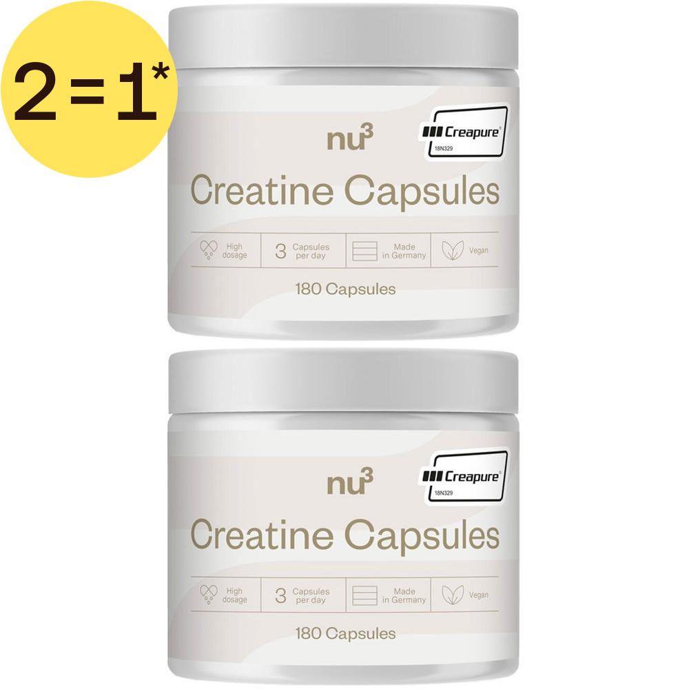Deux pots de gélules de créatine nu3, offre 2=1.