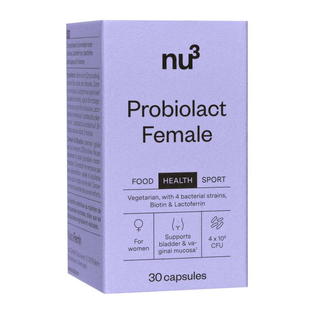 Une boîte de nu3 Probiolact Female avec des informations pour les femmes.