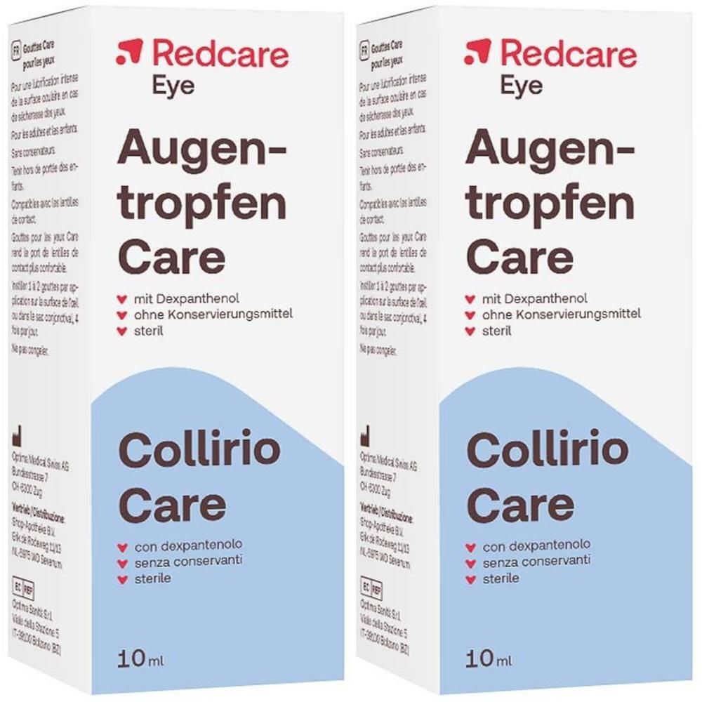 Deux boîtes de gouttes oculaires Redcare Care, 10ml.