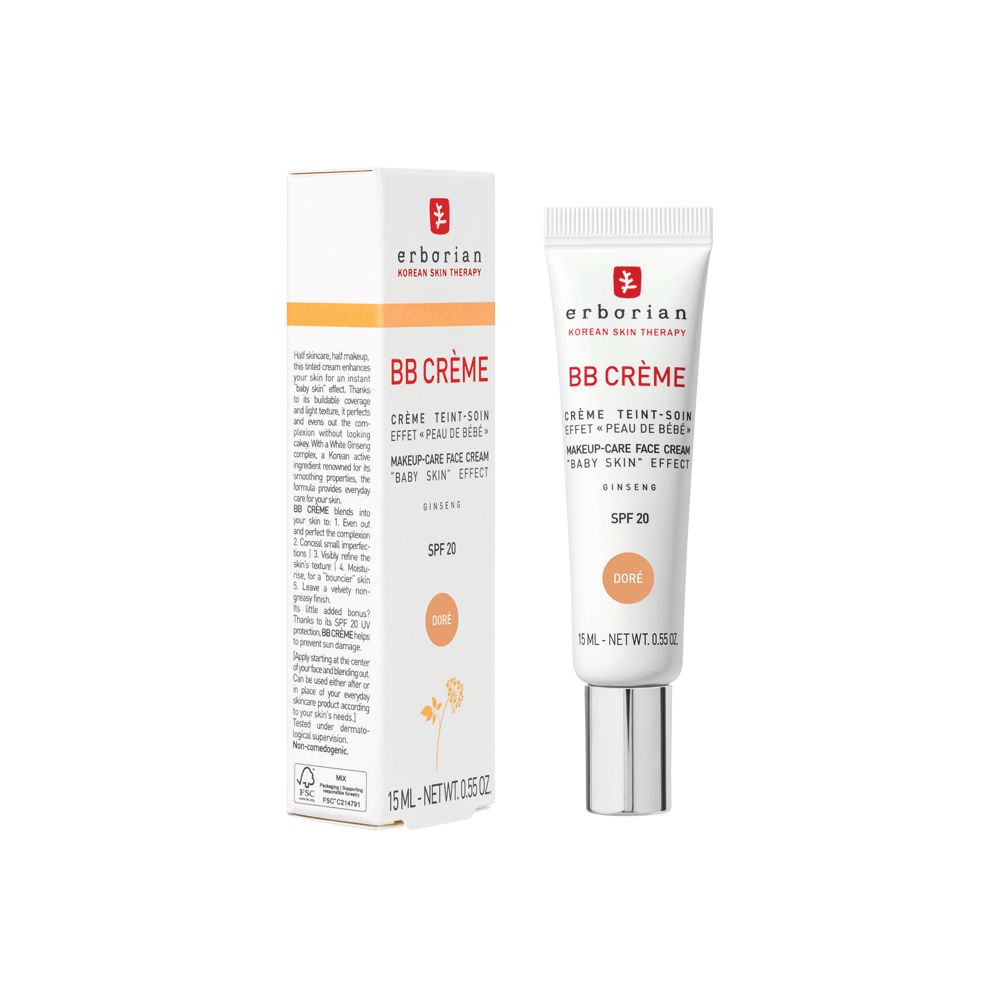 Tube et emballage Erborian BB Crème Doré SPF 20.