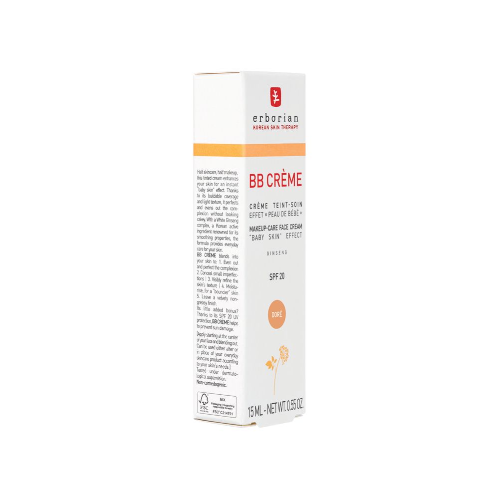 Emballage Erborian BB Crème Doré SPF 20, vue de côté.