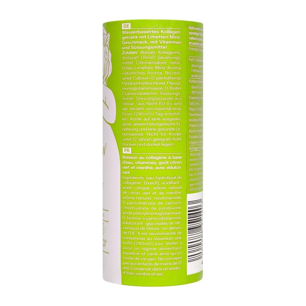 Dos de la boîte. Texte en allemand et en français. Liste des ingrédients, informations nutritionnelles, informations du fabricant.