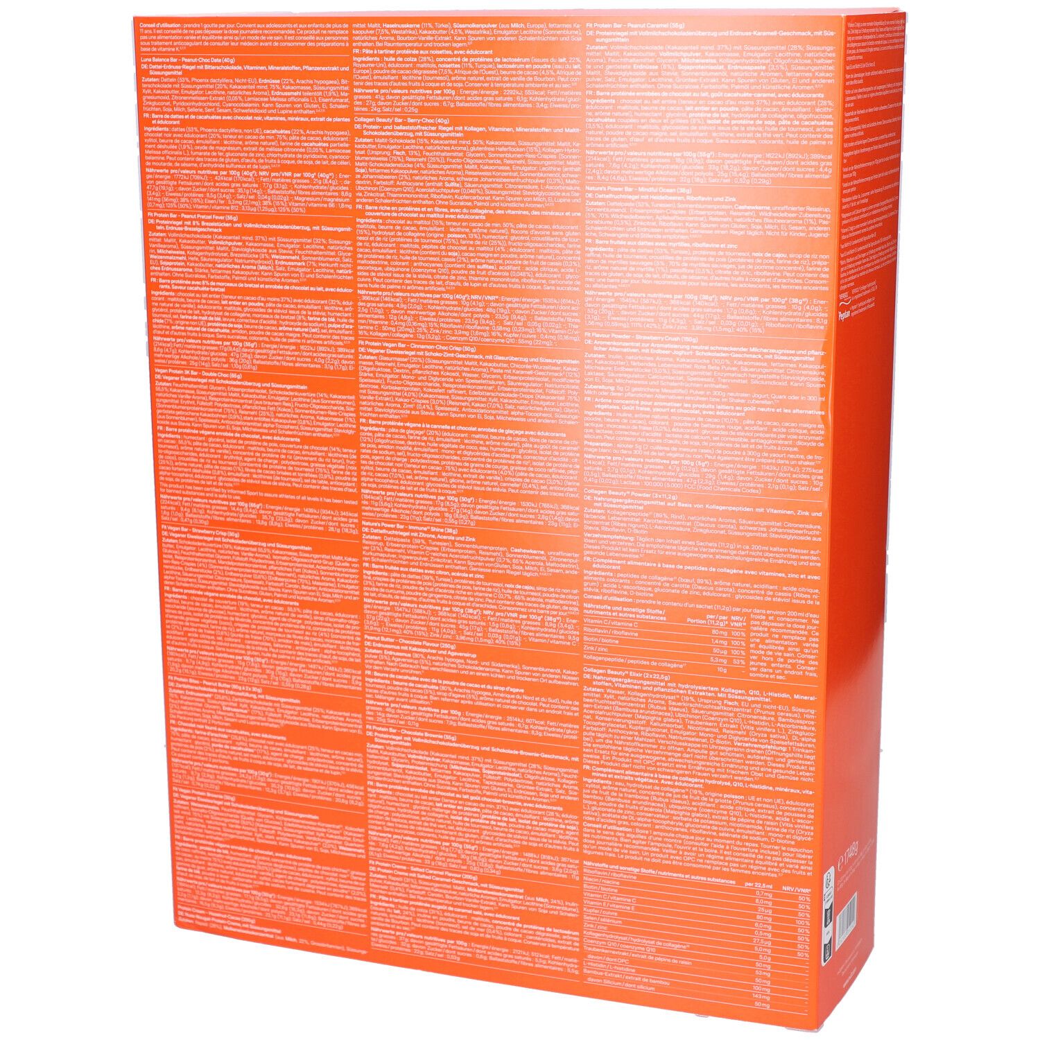 Calendrier de l'Avent orange avec inscription blanche. Dos avec texte.