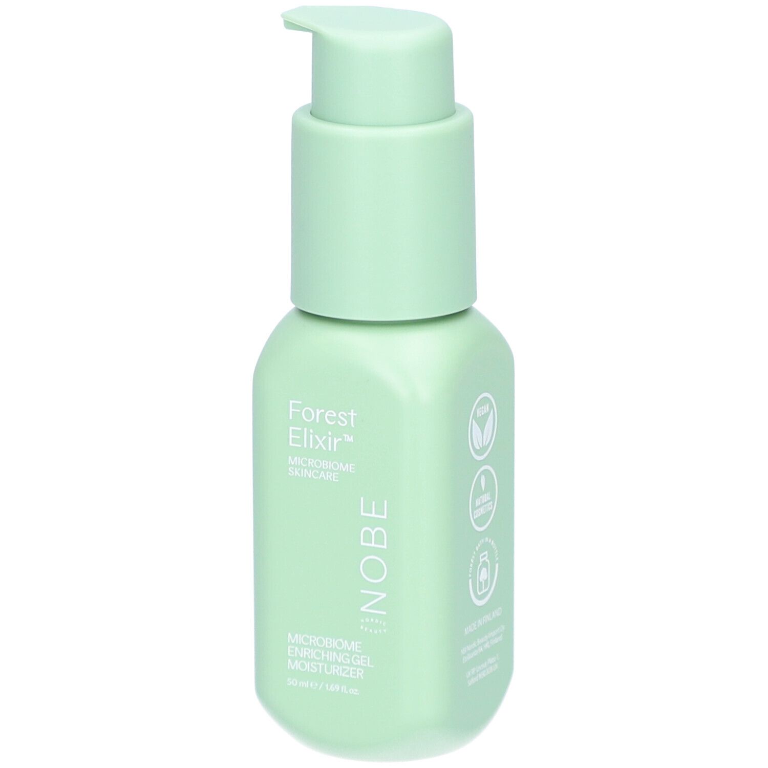 Crème hydratante gel microbiome Forest Elixir NOBE avec sceaux Vegan et Cosmétiques Naturels.