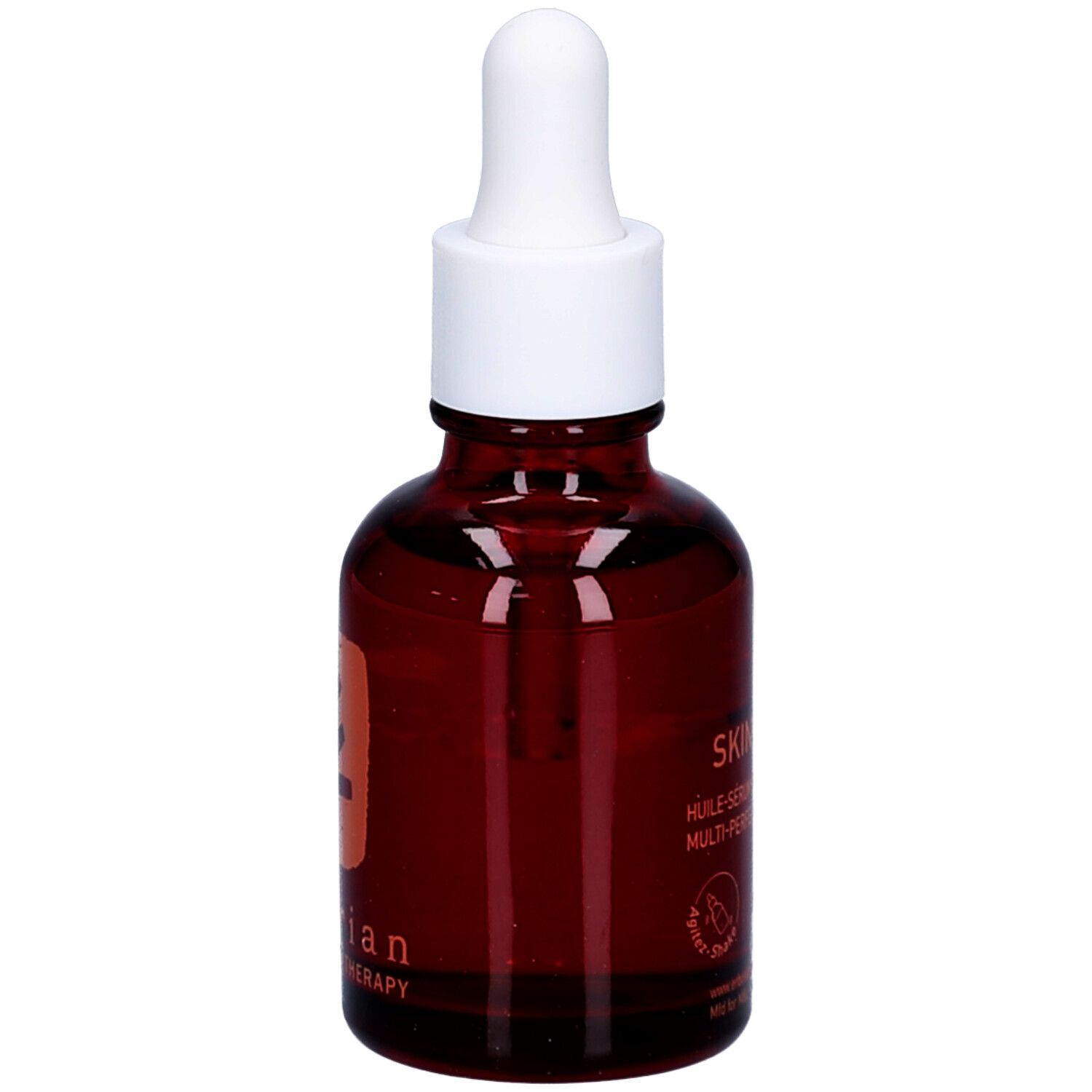 Flacon en verre brun avec bouchon compte-gouttes, Erborian Skin Therapy Oil.