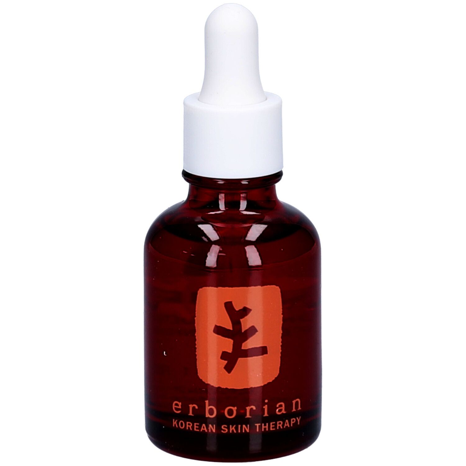 Flacon en verre brun avec bouchon compte-gouttes, Erborian Skin Therapy Oil.